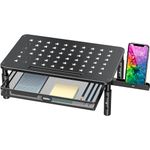 Zimilar Monitor Stand Riser with Metal Mesh Drawer, Height Adjustable with Phone Holder for Computer, Laptop, Printer, Notebook, Computer Monitor Stand with Storage