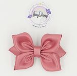 TinyShiny_Satin Ribbon Girls Bow, Bows for Babies, Girls Hair Accessory, Woman hair accessory, Medium size Bow (Dark Rose Gold)