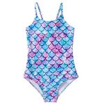 Xumplo Girls Swimsuits Kids One Piece Swimwear Toddler Mermaid Bathing Suit Beach Wear for Girl Age 8-10 Years Blue