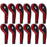 Andux 12pcs/Set Golf Iron Wedge Club Head Covers RH with Zipper Black/red