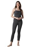 Wearslim® Women’s Cotton Quilted Winter Lightweight Thermal Underwear for Women Long Johns Bottom and Spaghetti Set with Fleece Lined Soft Warmer Color - Black (Size - Large)