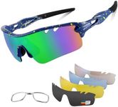 Polarized Sports Sunglasses Cycling Sun Glasses for Men Women with 5 Interchangeable Lenes for Running Baseball Golf Driving