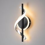 EIDISUNY LED Wall Sconces, 12W LED Wall Lights, Modern Spiral Wall Lamp, Bedside Wall Lamps, 3000K Warm White Wall Light Fixture for Stairs, Living Room, Bedroom, Aisle, Hallway (Warm White, Black)