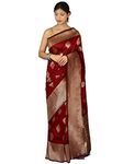 KNETLI Women's Art Silk Saree Traditional Zari Work with Unstitched Blouse