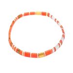 Sonateomber Orange Flat Beads Stretch Strand Bracelet for Women Teen Girls - Trendy Unique Friendship Handmade Colorful Square Beaded Miyuk Fall Link Bracelets Stacking Friend Thanksgiving Jewelry Gifts