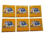 Shiv Kripa Blue Pottery Home Decorative Ceramic Wall Hanging Tile Design Flooring Tiles Floral Kitchen Washroom Mosaic Furniture Tile Handmade Backsplash 4 x 4 Inches Tile (Pack of 12, Yellowblue)