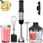 Yumystori Stainless Steel Hand blender Set,7 in 1 Stick Blender 800W,20 Speed Immersion Blender with Ice Crush,Beaker,Chopper,Whisk,Frother,Blenders for Kitchen,Baby Food,Soup,Smoothie,Food Processor