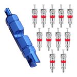 SAVITA 11pcs Valve Core Bike Kits, Stainless Steel Valve Cores for Tires Valve Cores Remover Tool for Cars Trucks Motorcycles and Bicycles (Blue)