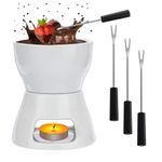 Ceramic Chocolate Fondue Pot Set with Forks,Cheese Butter Fondue Maker Set,Butter Warmer,Family Melt Hot Pot Bowl for Tapas,400ml (1-Pack)