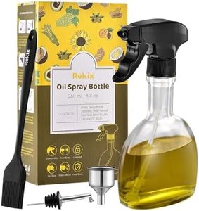 Rekix 260ml Oil Spray Bottle, Glass Olive Oil Spray Bottle, Oil Sprayer for Cooking Air Fryer, Spray Bottle for Cooking Oil, Oil Mister Spray Bottle, Oil Sprayer Set with Brush, Funnel, Pourer