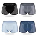 Panavi Creation Men Breathable Pouch Underwear Packs Mesh Boxer Briefs | Air Ventilation Boxer Brief | Pack of 4 (XL) Multicolour