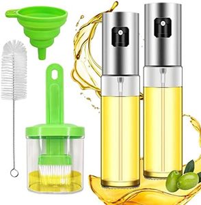 Dailytreasures 2 Pack Oil Spray Bottle, High Borosilicate Glass Oil Sprayer with Oil Brush Bottle, Silicone Funnel, Cleaning Brush - Portable Oil Sprayer for Cooking, Kitchen Oil Sprayer (100ml)