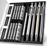 Four Candies 0.7mm Mechanical Pencil Set with Case - 4PCS Metal Mechanical Pencils, 6 Tubes HB #2 Lead Refills, 3PCS 4B Erasers and 9PCS Eraser Refills, Lead Mechanical Pencils for Writing & Drawing