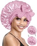 BONNET QUEEN Silk Bonnet for Sleeping Women Hair Bonnet Double Layer Satin Bonnet Tie Bonnet Sleep Satin Hair Wrap Night Cap for Curly Hair Rose Gold