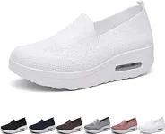 Teamoda Orthopedic Walking Shoes for Women,2023 New Mesh Up Stretch Platform Orthopedic Sneakers, Slip-On Light Air Cushion Orthopedic Shoes for Arch Support (White,9)