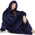 Oversized Wearable Blanket Hoodie for Women Men, Hoodie Blanket Sweatshirt, Cozy Hooded Blanket Adult as A Gift Indoor & Outdoor (Deep Purple, Single Extra Large)