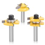 TOWOLYS Lock Miter 45 Degree Joint Router Bits and 2Pcs Tongue and Groove Set 1/2 shank