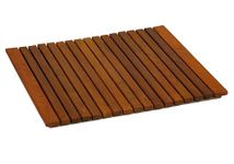 Bare Decor Lykos String Spa Shower Mat in Solid Teak Wood Oiled Finish, Large