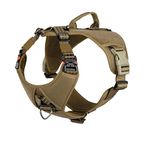 ICEFANG GN8 Quick Moving Tactical Dog Harness with Handle ,Reflective in Training Walking K9 Vest,No-Pull Front Clip ,5-Points Adjust,Hook and Loop Panel (M (Neck 16"-22"; Chest 25"-31"), Brown)