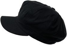 Summer 100% Cotton Plain Blank 8 Panel Newsboy Gatsby Apple Cabbie Cap Hat Black