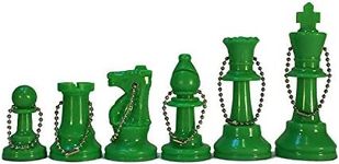 WE Games Bulk Keychain Chess Set 17 Neon Green Plastic Chess Pieces w/Chain, Key Ring, Cute Keychain Accessories, Keychain for Men, Car Keys Keychain