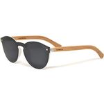 GOWOOD Round Bamboo Wood Sunglasses For Women and Men with Special One Piece Style Black Polarized Lens