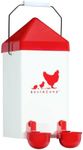 RentACoop 1 Gallon PVC Chicken Waterer with 2 Auto-Fill Cups, Horizontal Nipples and Anti-Roost Cone - Suitable for Chicks, Chickens, Quails, Pigeons and Gamebirds