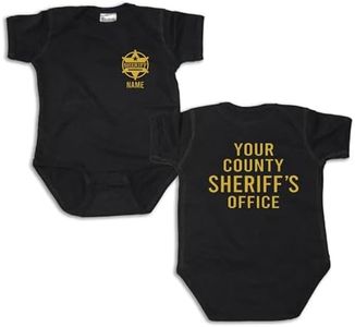MY4LOVE - Sheriff Baby Onesie with Badge and Personalized Name, Custom Sheriff's Office for Baby, Cute Sheriff Bodysuit with Name, Custom Police Bodysuit for Boy, Cute Officer Outfit