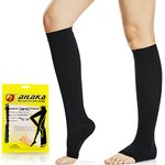 Ailaka 20-30 mmHg Compression Calf Socks for Women & Men, High Open Toe Graduated Support Varicose Veins Knee Stockings Hosiery, Travel, Nurses, Pregnancy, Recovery