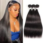 Yacurcur Straight Human Hair 3 Bundles Brazilian Virgin Human Hair Straight Bundles 12A Grade Unprocessed Straight Human Hair Extensions for Women Natural Color (Straight 3 Bundles，22 24 26 Inch)