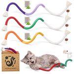 Petelligent 3-Pack Bent Cat Rope Toy, Pet Chew Toys, Interactive Tease Toys for Cats and Kittens, Bite-Proof Playthings, Cotton Rope Kitten Toys for Dental Care and Stress Relief, Pet Supplies