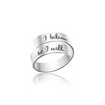 Engraved Rings for Women Inspirational Message Adjustable Ring Birthday Jewelry for Girls(I Believe i can. so I Will)