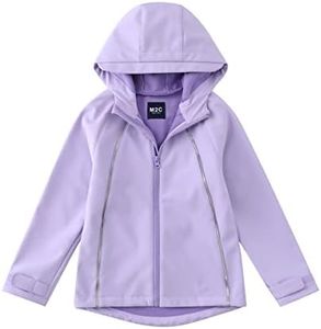 M2C Girls Hooded Fleece Lined Windproof Softshell Jacket Lavender 6T