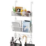 HapiRm Over The Door Hooks - High Capacity Door Hanger, Over The Door Organizer with 9 Hooks + 2 Mesh Baskets Storage Rack for Hanging Clothes, Bag, in Bedroom, Kitchen, No Drilling Metal Door Hook