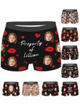 Byxhuc Personalized Boxers for Men, Customized Underwear, Custom Underwear for Men, Valentines Day Gifts for Him, Red3, Medium