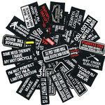 Woohome 40 PCS Iron on Patches, Assorted Slogan Embroidered Patch Sew On Patch for Motorcycle Jackets Different Slogan Letter Patch for Backpacks Jeans Jackets Bag Clothing