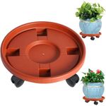 HASTHIP® Round Plant Caddy with Wheels - 30CM Garden Plant Pot Moving Stand - Rolling Plant Stands with 4 Wheels - Plastic Planter Stand - Indoor/Outdoor Flower Pot Mover with Locking Universal Wheels