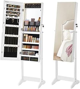 SONGMICS Mirror Jewelry Cabinet with LED Lights JJC023W01