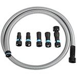 Cen-Tec Systems 94698 Quick Click 10 Ft. Hose for Home and Shop Vacuums with Expanded Multi-Brand Power Tool Adapter Set for Dust Collection, Silver