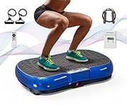 Dskeuzeew Vibration Plate Exercise Machine - Vibration Machine with Bluetooth Speakers, Rope Skipping 99 Levels Massage Vibration Fitness Trainer for Home Fitness & Weight Loss Women/Men, Blue