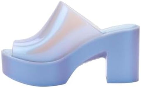Melissa Mule Hype Heel - Fashion Sandal for Women - Iridescent Comfortable Mule Style - 9.5cm Heel Height - High-Shine Upper with Bubblegum Scent - Chic and Sophisticated, Pearly Blue, 7