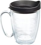 Tervis Clear & Colorful Lidded Made in USA Double Walled Insulated Tumbler Travel Cup Keeps Drinks Cold & Hot, 16oz Mug, Black Lid