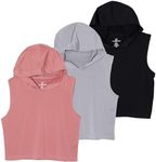 3 Pack Womens Dri Fit Tank Top Sleeveless Hooded Sweatshirts Crop Cropped Hoodies Shirt Athletic Active Gym Workout Running