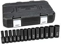 GEARWRENCH 1/2-Inch Drive 6 Point Deep Impact Metric Socket 14-Pieces Set, Black