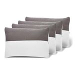 Wakefit Sleeping Pillow | Height Adjustable | Soft & Fluffy Comfort | White & Grey | 27 x 16 Inch | Set of 4 |Free Extra Filling for Custom Comfort