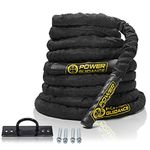 POWER GUIDANCE Battle Rope - 3.8cm Width Poly Dacron 12m Length Exercise Undulation Ropes - GYM Muscle Toning Metabolic Workout Fitness Exercise(1.5'' 40FT Length)