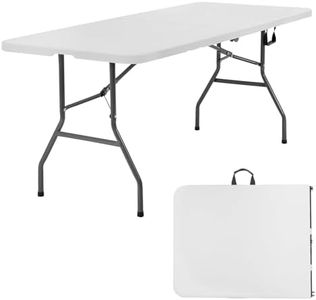 PayLessHere Folding Tables Plastic 6ft Half Portable Foldable Table for for Parties Wedding BBQ Camping, White 6 FT