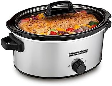 Hamilton Beach 6-Quart Slow Cooker with 3 Cooking Settings, Dishwasher-Safe Stoneware Crock & Glass Lid, Silver (33665G)