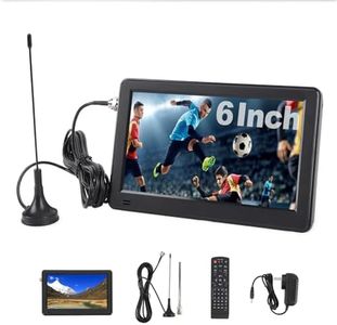 6 Inch Digital Television TV for Car Camping Kitchen, Portable TV TFT LED Monitor Rechargeable Pocket Digital Television with Remote Control, Built in Stand Small for Travel