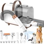 Bunfly Dog Grooming Kit & Dog Hair Vacuum - 13,000KPa Powerful Suction, 99% Pet Hair Removal, 3.5L Capacity, 16 Grooming Tools for Dogs, Cats & More, Home Cleaning - Brown